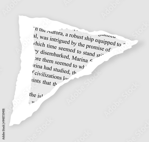 small single plain text corner triangle torn ripped newspaper page