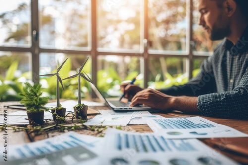 Obraz na płótnie Business planning session focused on integrating renewable energy into operations w salonie