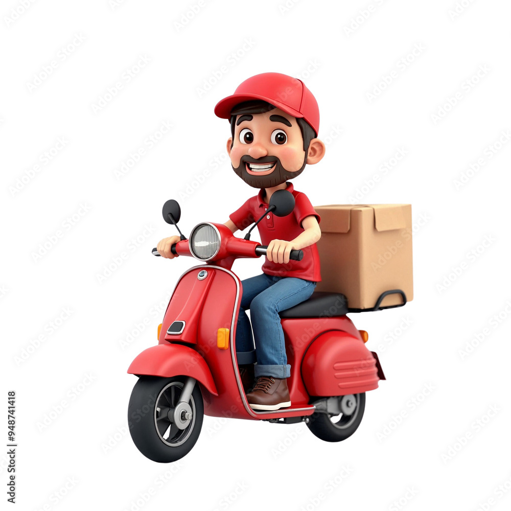 3d delivery man in a scooter 3d delivery man in a scooter