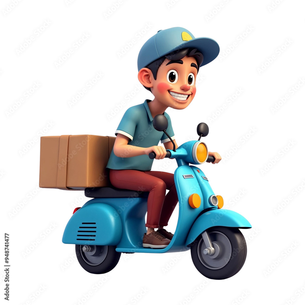 3d delivery man in a scooter 3d delivery man in a scooter