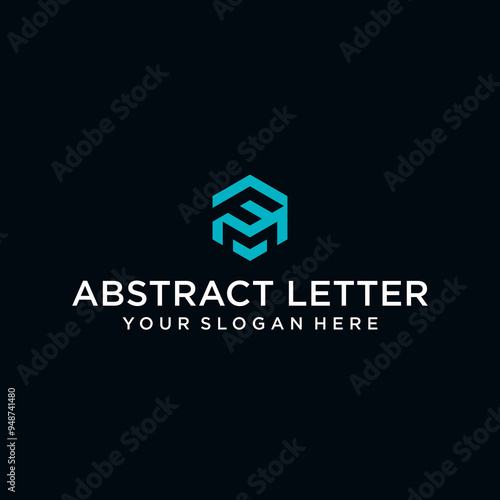 FM letter logo in the form of hexagons and cube logos with letter designs for corporate identity photo