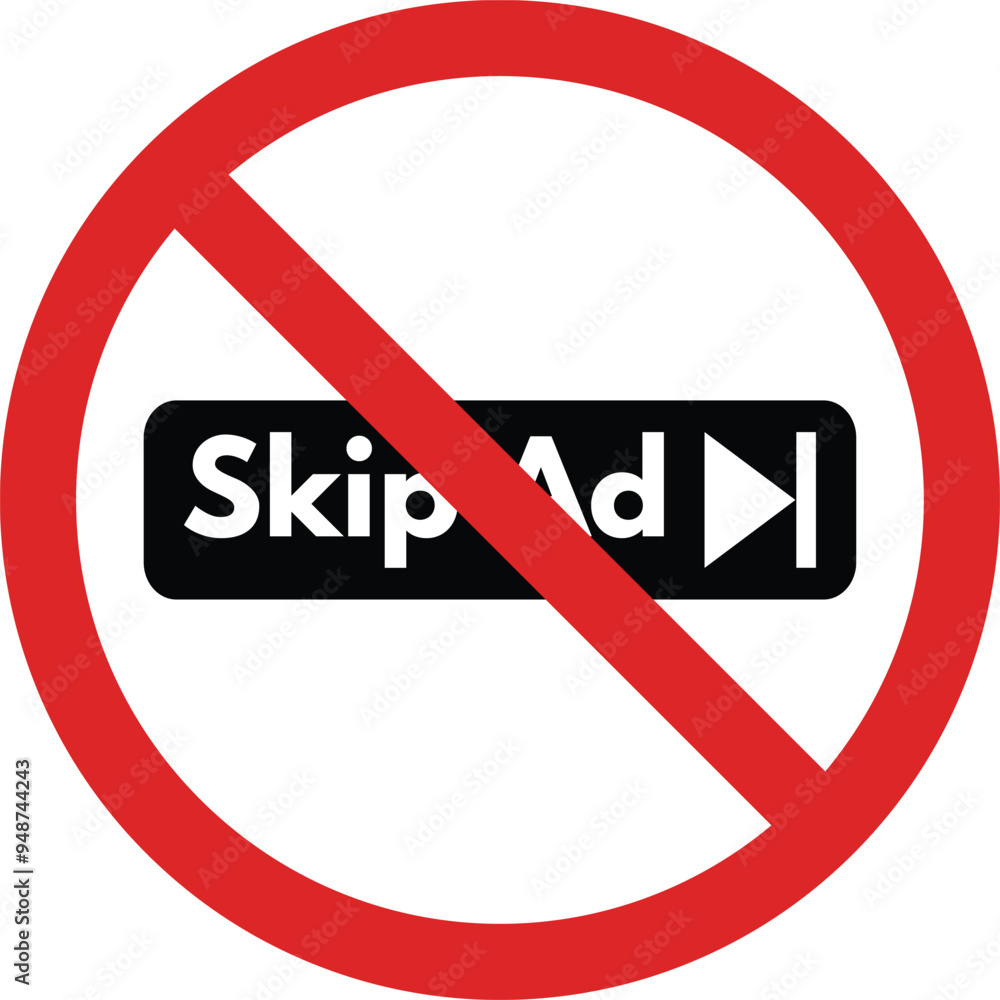 Do not skip ads sign . No skip ad sign . Please do not skip ad icon vector Do not skip ads sign . No skip ad sign . Please do not skip ad icon vector