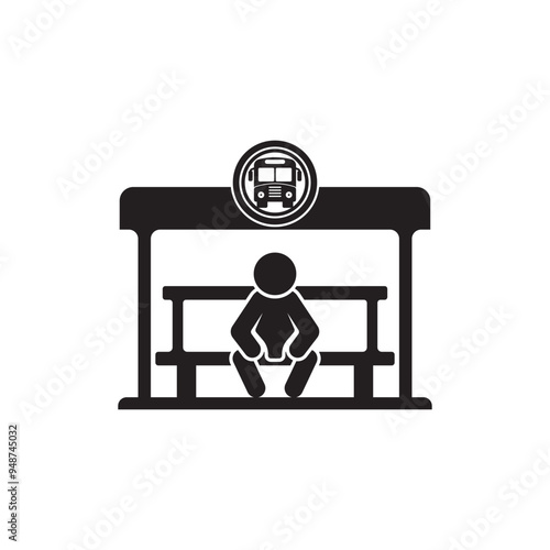 bus stop icon vector illustration symbol design