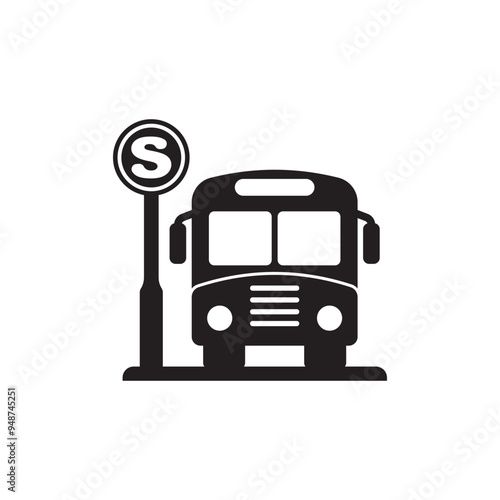 bus stop icon vector illustration symbol design