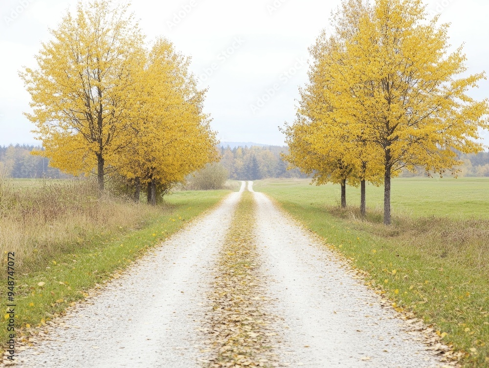 A serene pathway adorned with autumn trees represents kindred spirits embarking on a peaceful voyage toward harmony. A serene pathway adorned with autumn trees represents kindred spirits embarking on a peaceful voyage toward harmony.