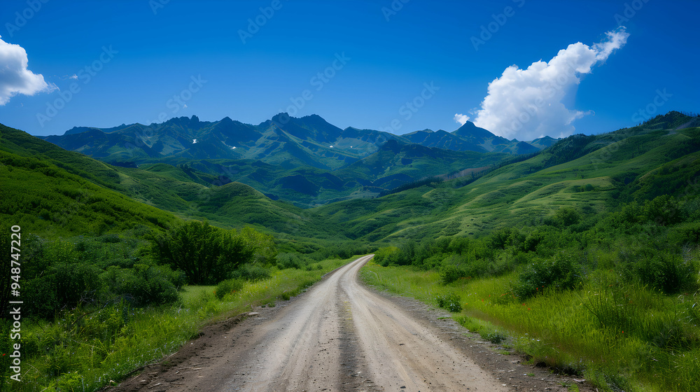 Scenic View Mountain Range With Road Wind Scenic View Mountain Range With Road Wind