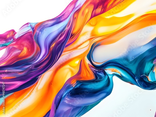 Vibrant Fluid Organic Abstractions Cascading Across a Pristine White Background