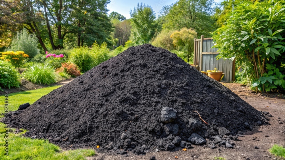 Biochar heap in a garden, a sustainable solution for soil health and ...