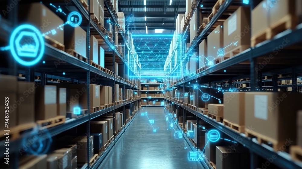 Warehouse with Digital Network and Inventory Management Warehouse with Digital Network and Inventory Management