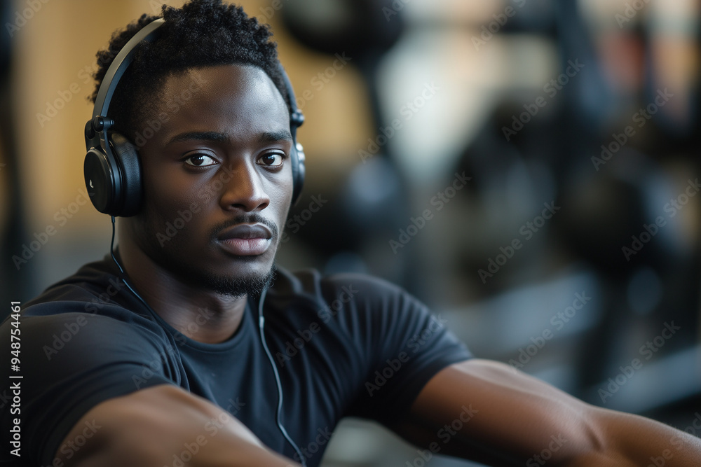 A young man focused on achieving his fitness goals while exercising in a modern gym environment with workout equipment around him A young man focused on achieving his fitness goals while exercising in a modern gym environment with workout equipment around him