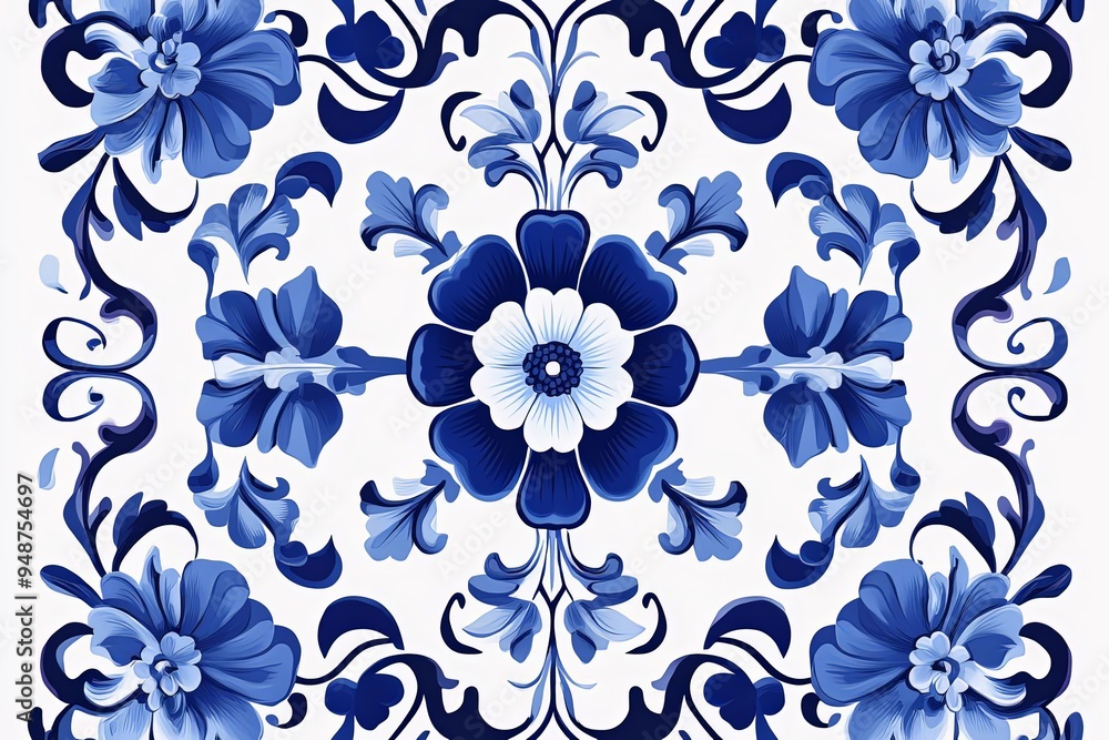 Sophisticated minimalist poster featuring a traditional Chinese blue and white porcelain pattern, emphasizing clean composition and reserved space for text, high resolution 8K Sophisticated minimalist poster featuring a traditional Chinese blue and white porcelain pattern, emphasizing clean composition and reserved space for text, high resolution 8K