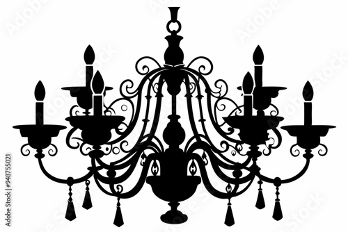 chandelier silhouette vector illustration, luxury, vintage, royal-type chandelier