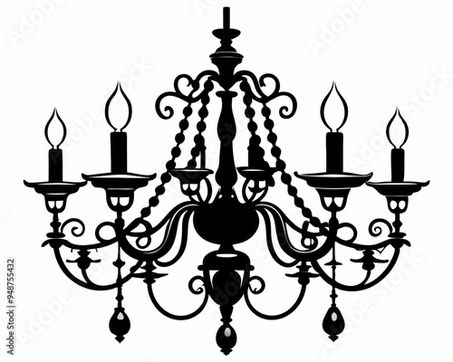 chandelier silhouette vector illustration, luxury, vintage, royal-type chandelier