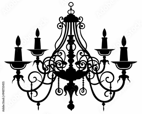 chandelier silhouette vector illustration, luxury, vintage, royal-type chandelier