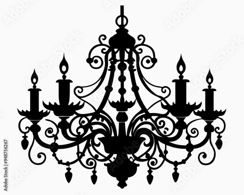 chandelier silhouette vector illustration, luxury, vintage, royal-type chandelier