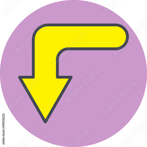 Turn Down Vector Icon