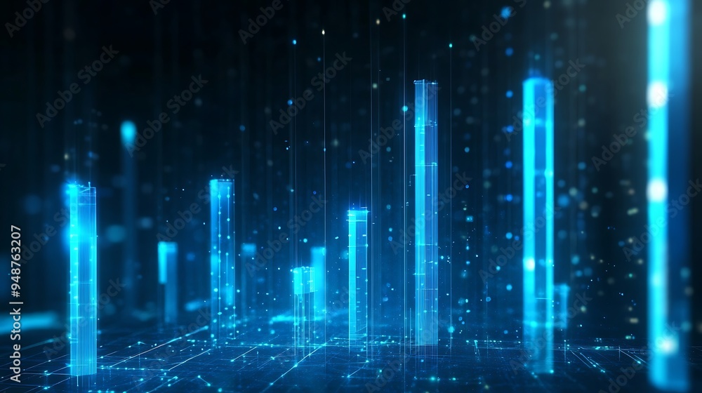Abstract Digital Cityscape in Blue and White Abstract Digital Cityscape in Blue and White