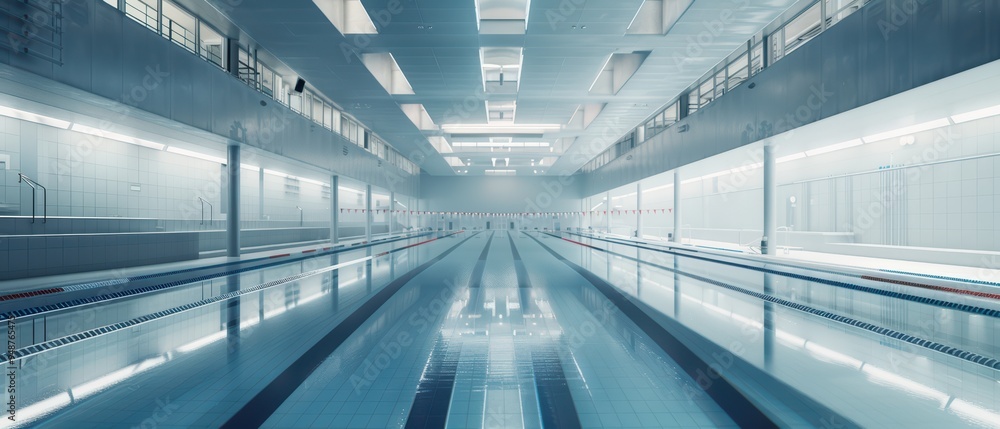 Modern indoor swimming pool with bright lighting and clear water, perfect for fitness and leisure activities. Modern indoor swimming pool with bright lighting and clear water, perfect for fitness and leisure activities.