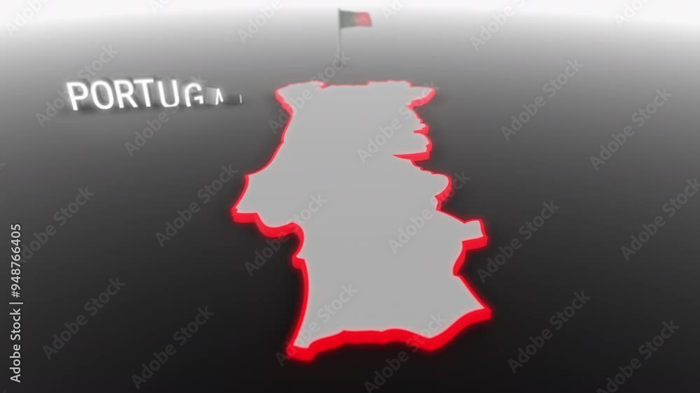 3d animated map of Portugal gets hit and fractured by the text “Crisis” 3d animated map of Portugal gets hit and fractured by the text “Crisis”