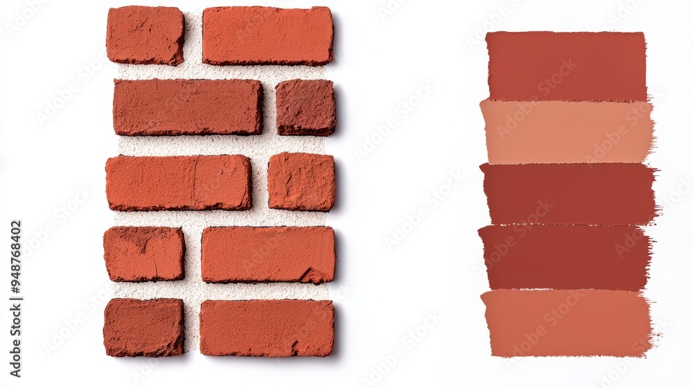 Obraz premium Warm brick red color palette, earthy and inviting hues, rustic swatch, isolated on white background