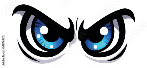 Cartoon eyes vector graphic angry comic emotion car decal evil face sticker