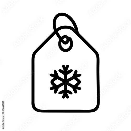 Gift tag with snowflake icon in black outline