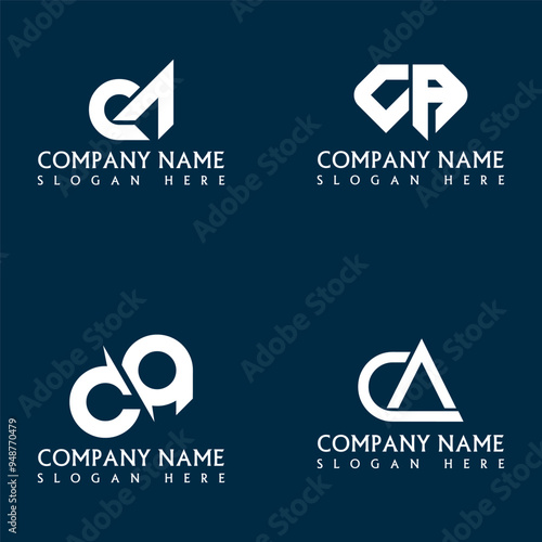CA letter logo design set