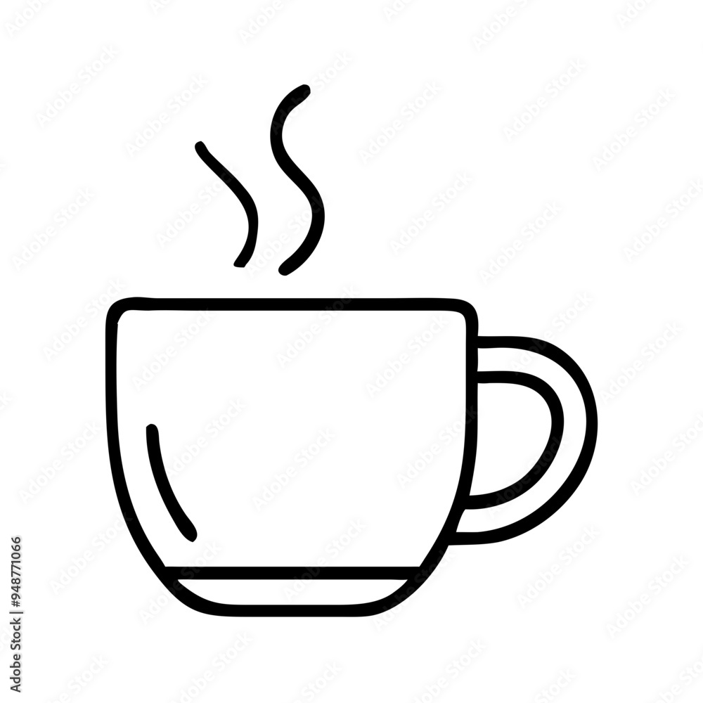 Outline icon of a cup of coffee, Modern simple vector illustration, Black line, Flat style Outline icon of a cup of coffee, Modern simple vector illustration, Black line, Flat style