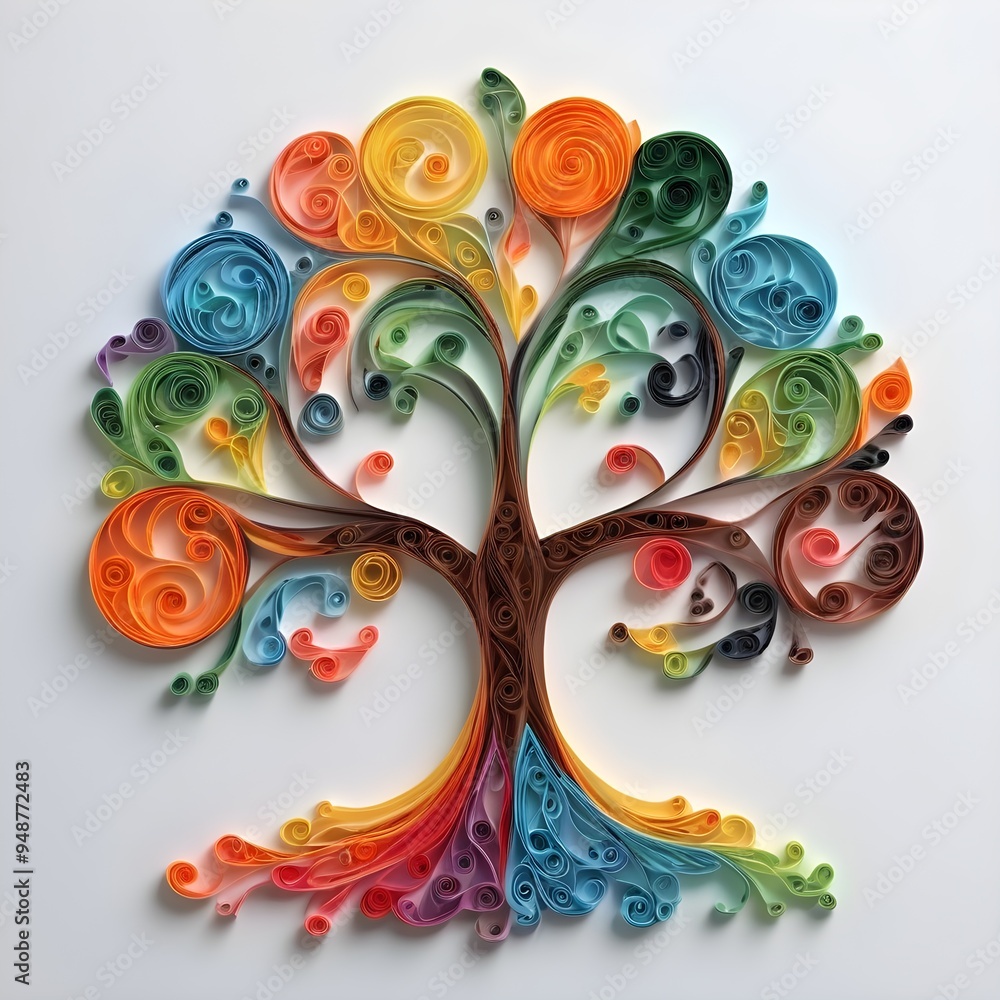 Obraz premium four seasons tree - quilling art 