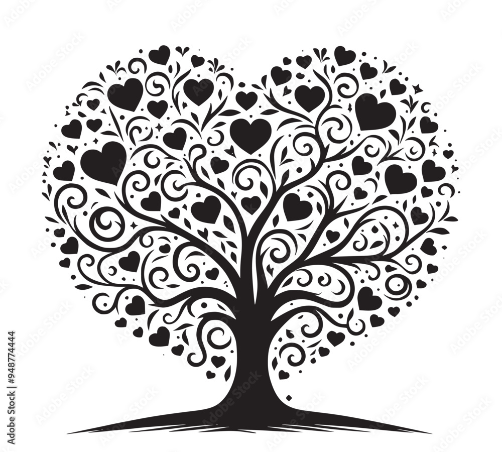 Obraz premium Silhouette with heart tree