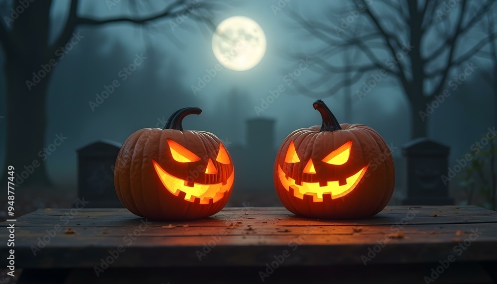 Halloween background with pumpkin and moon Halloween background with pumpkin and moon