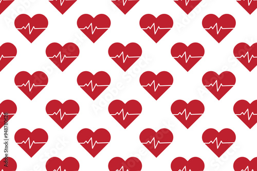 Heartbeat pattern on white background . Background with heartbeat icon . Vector illustration