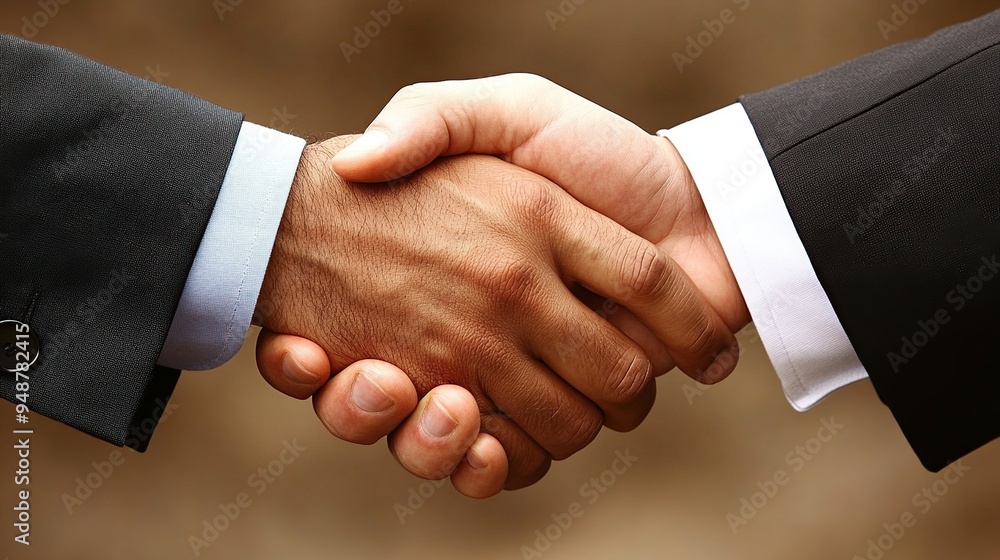 Two Indian business leaders shaking hands in agreement, symbolizing a strong business partnership Two Indian business leaders shaking hands in agreement, symbolizing a strong business partnership