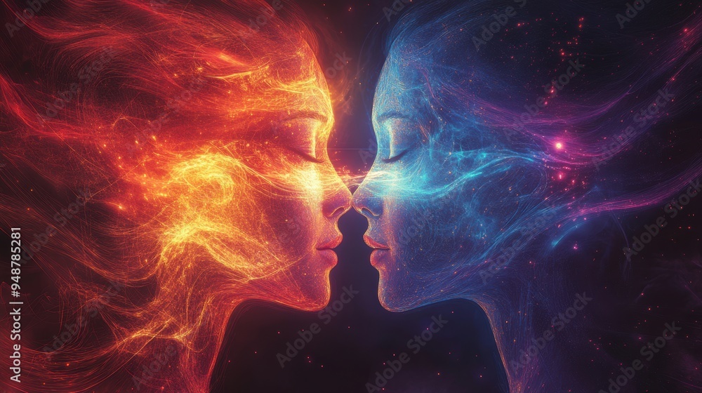 colorful light beams connecting minds symbolize telepathic communication on a futuristic banner design with a vibrant touch colorful light beams connecting minds symbolize telepathic communication on a futuristic banner design with a vibrant touch