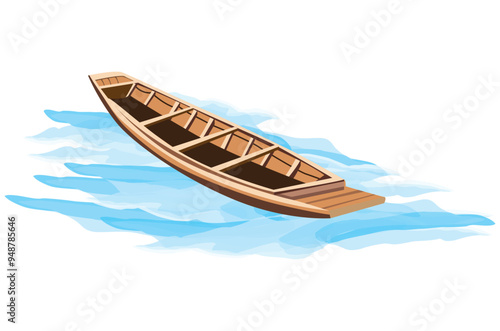 Canvastavla isolated wooden sampan on white background vector design