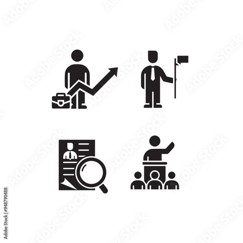 Business Symbol icons vector silhouette