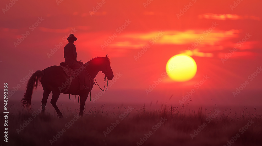 A nomad on a horse in the steppe against the backdrop of a beautiful sunset. A nomad on a horse in the steppe against the backdrop of a beautiful sunset.