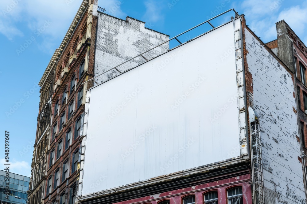 Billboard on building facade, providing prime advertising space in urban area Billboard on building facade, providing prime advertising space in urban area