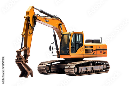 Robust Construction Equipment in Action on White Background