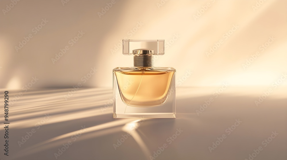 Minimalist perfume bottle showcasing a sleek design, surrounded by soft, diffused lighting, set against a clean, solid color backdrop Minimalist perfume bottle showcasing a sleek design, surrounded by soft, diffused lighting, set against a clean, solid color backdrop