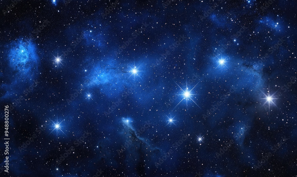 Obraz premium Dark night sky with bright shiny stars and constellations