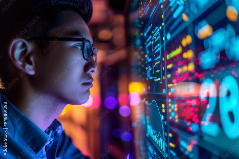 A data scientist analyzing big data sets on a supercomputer, extracting insights and patterns for decision-making A data scientist analyzing big data sets on a supercomputer, extracting insights and patterns for decision-making