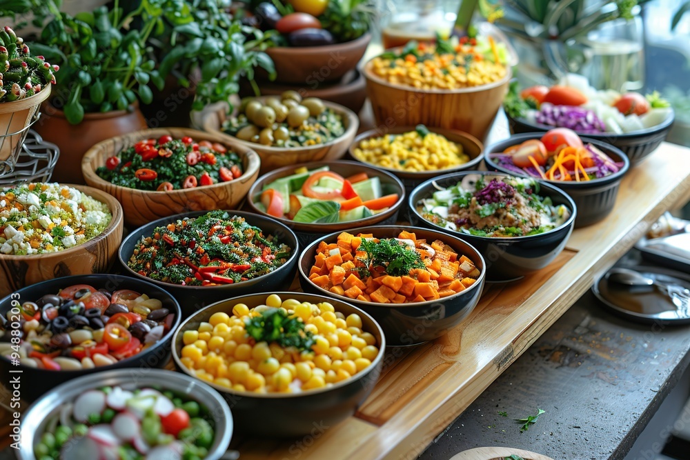 Colorful Salad Bar with Various Ingredients Colorful Salad Bar with Various Ingredients