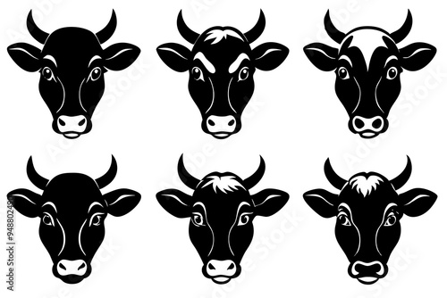 Cow head silhouette vector illustration