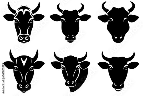 Cow head silhouette vector illustration