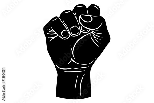 A fisted hand of a worker vector illustration silhouette