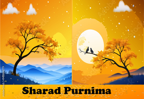 A vector of Sharad Purnima photo and template