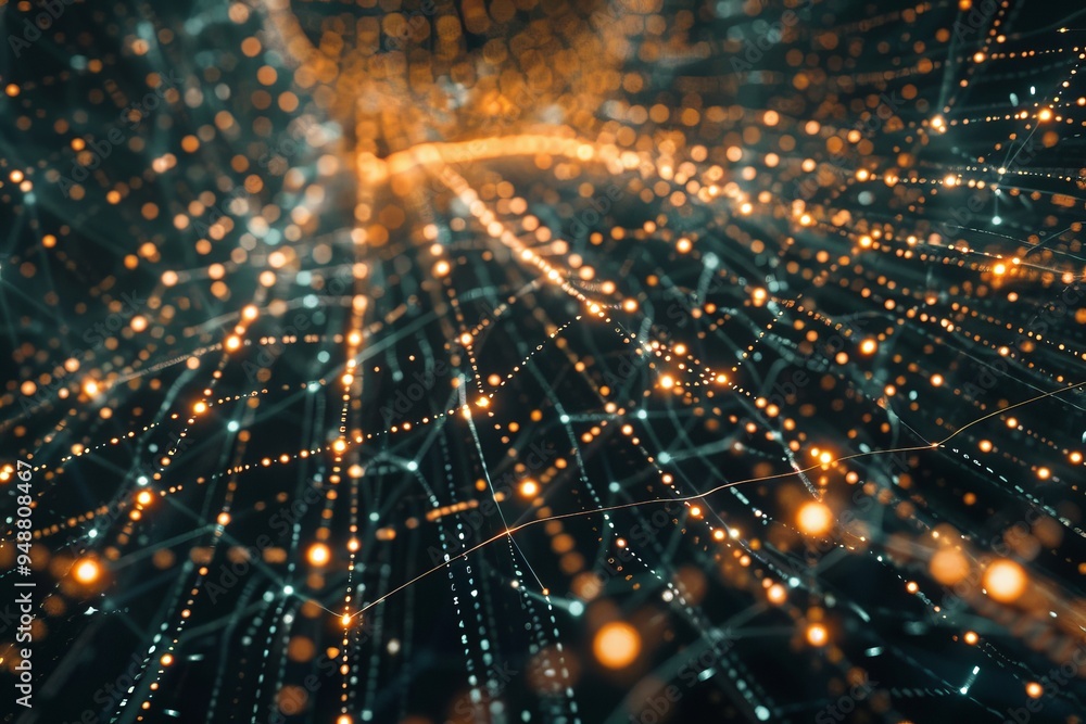 Obraz premium Abstract digital background with data flow and connections