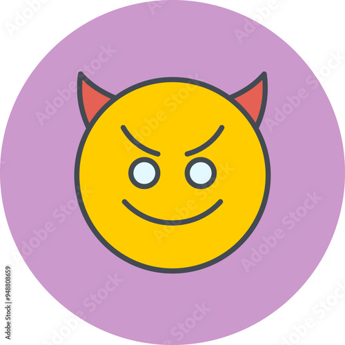 Smiling Face with Horns Vector Icon