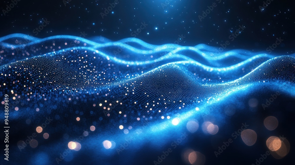 Abstract Blue Wave Particles